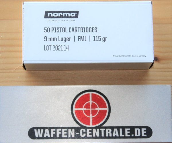 Norma 9mm Luger VM 7,45g/115grs. 50 Patronen